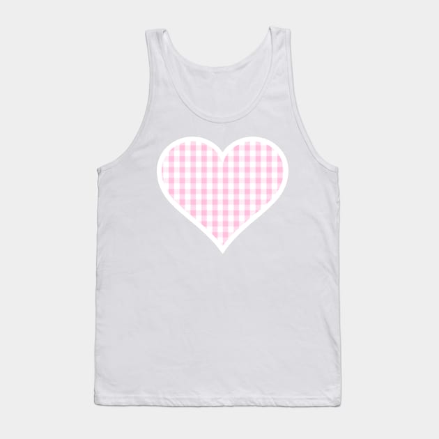 Soft Pink Gingham Heart Tank Top by bumblefuzzies